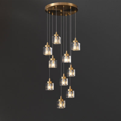 10 Lights Cube Crystal Chandelier