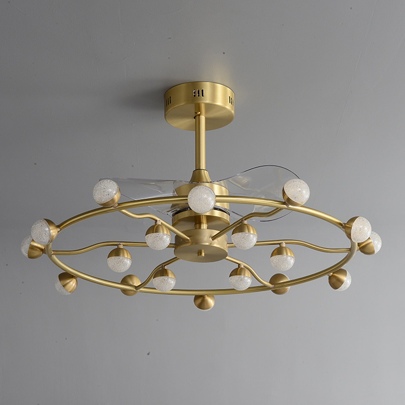 Multi Ball Round Brass Ceiling Fan