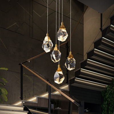 5 Lights Round Polygonal Chandelier