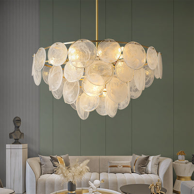 White circle Round Two-Tier Chandelier