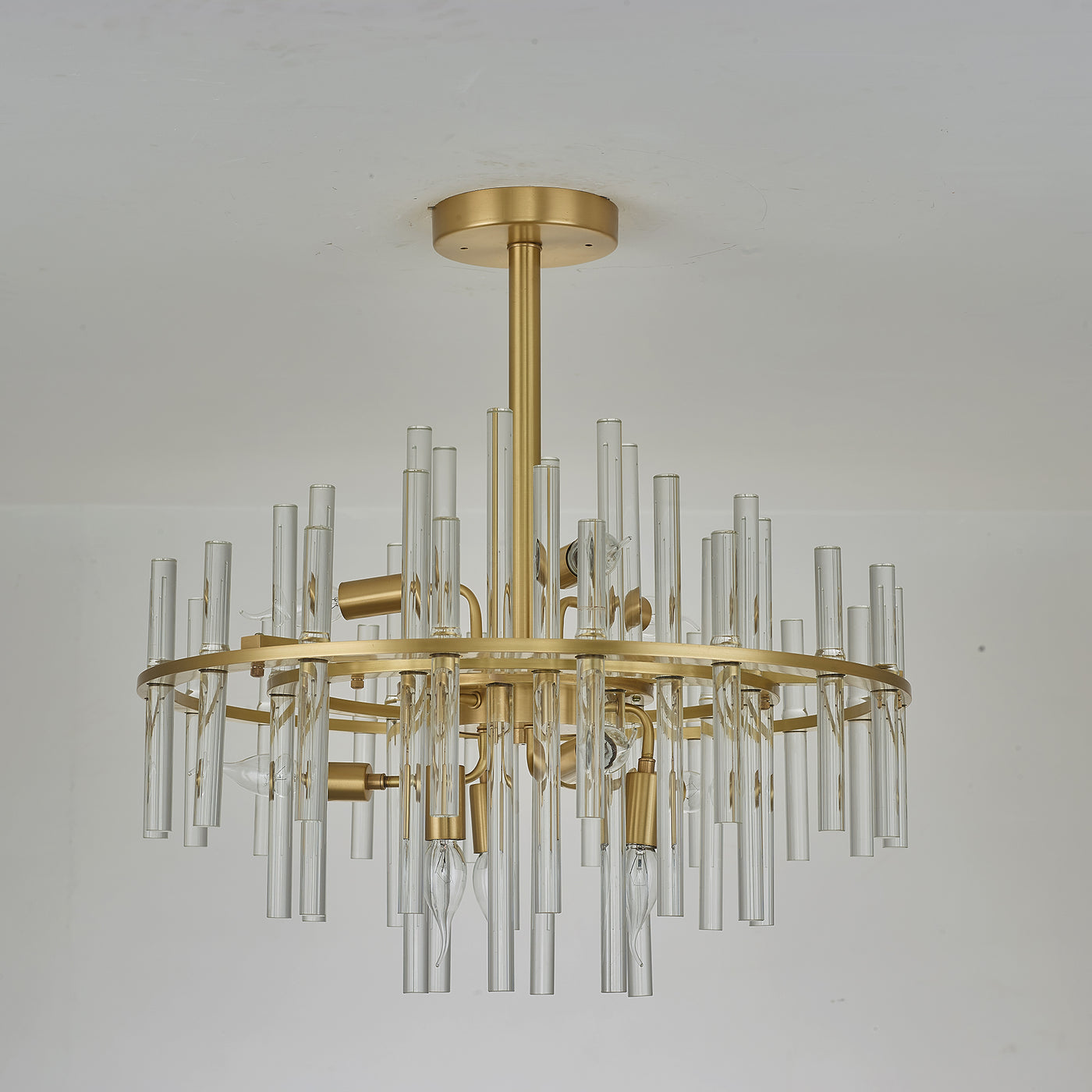 Long tube golden chandelier