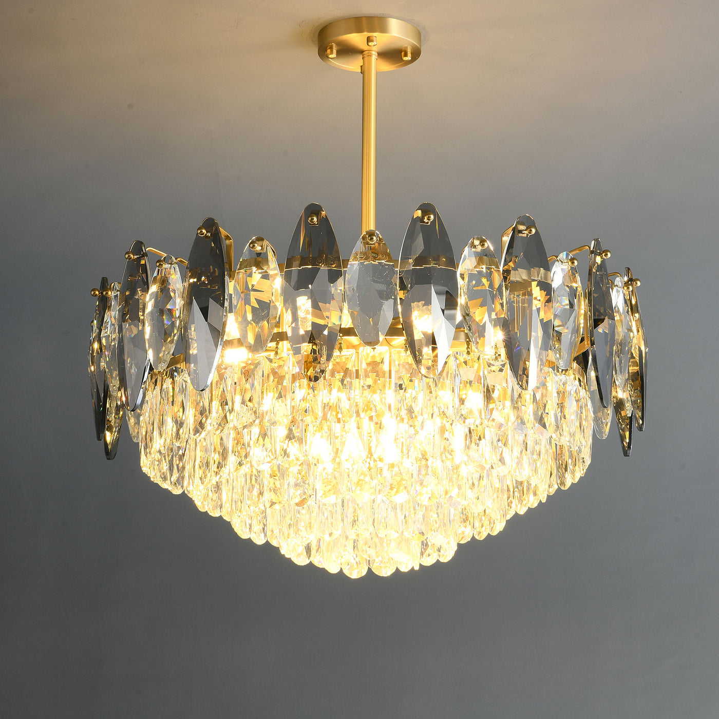 Industrial Conical style crystal chandelier
