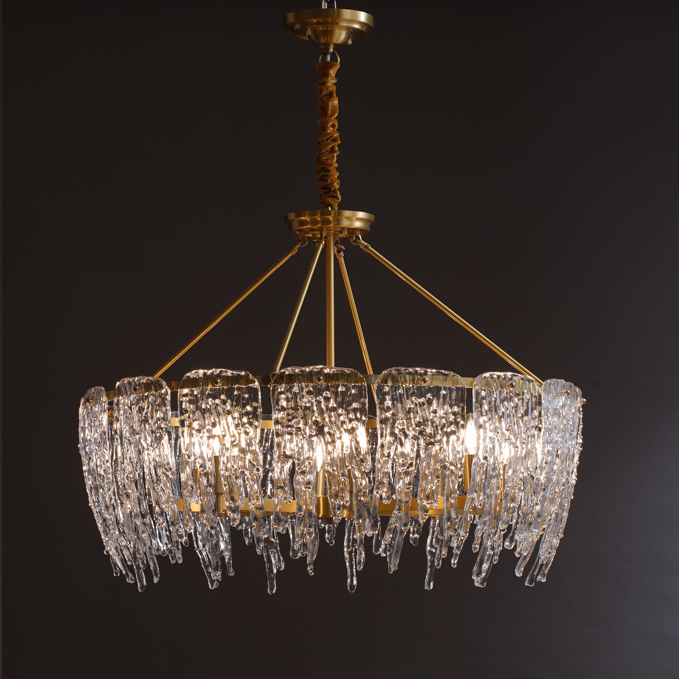 Postmodern luxury and full copper raindrop chandelier
