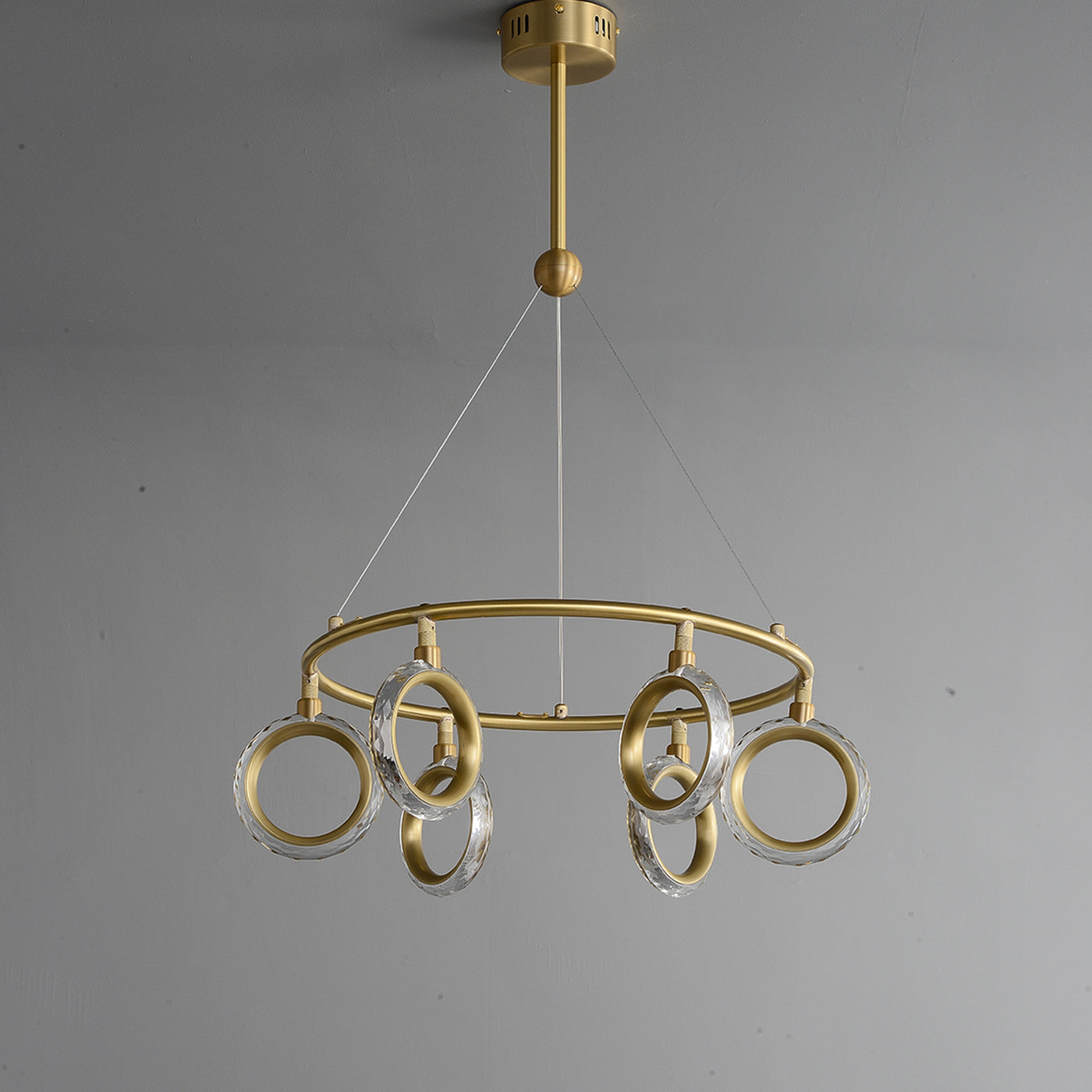 Creative brass ring chandelier