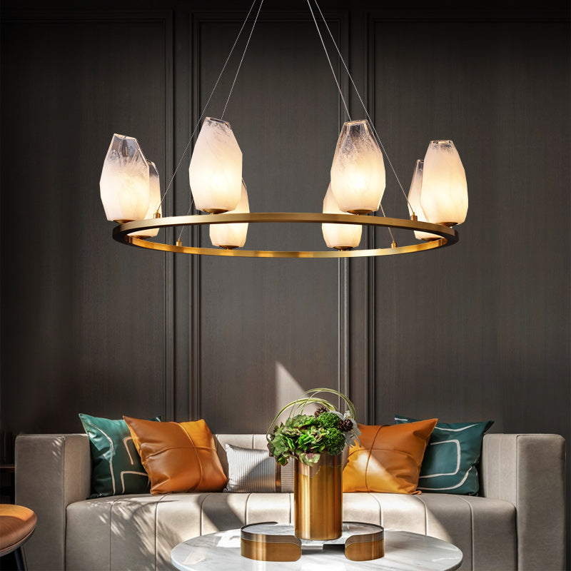 Round 8 Lights Lily glass chandelier