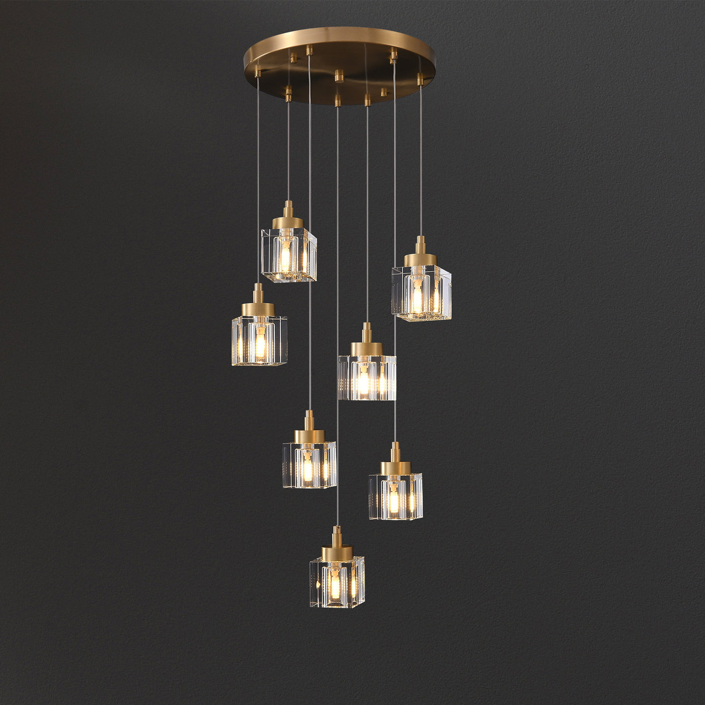 7 Lights Cube Crystal Chandelier