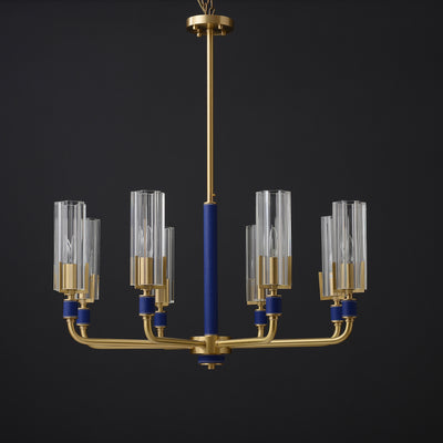 8 Lights Blue leather chandelier