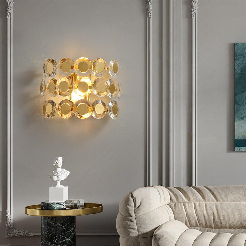 Coin Brass Crystal Wall Sconce