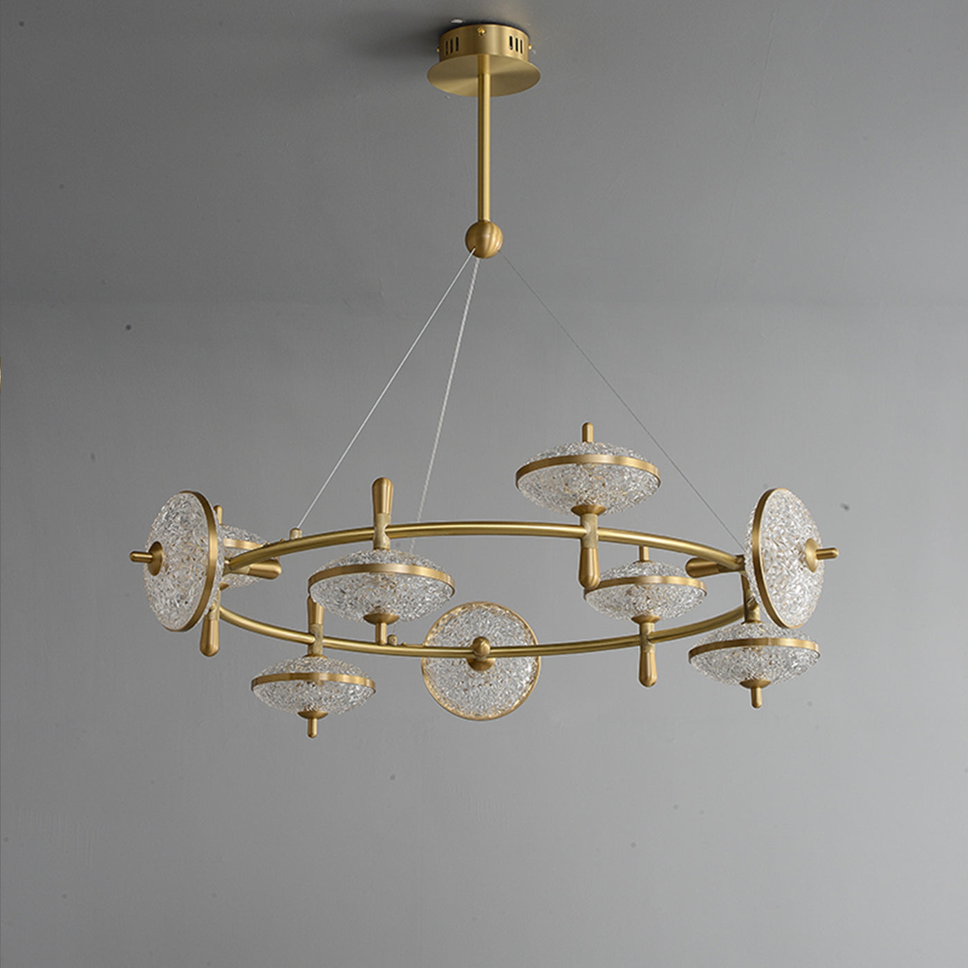 Creative brass disc chandelier