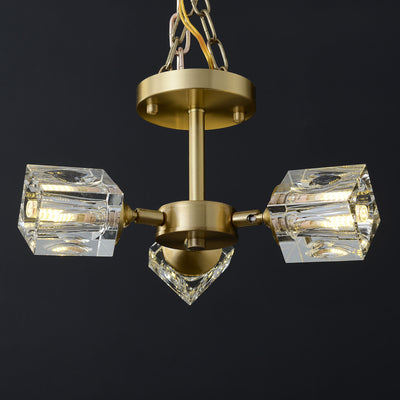 3-Lights Crystal Square Round Chandelier