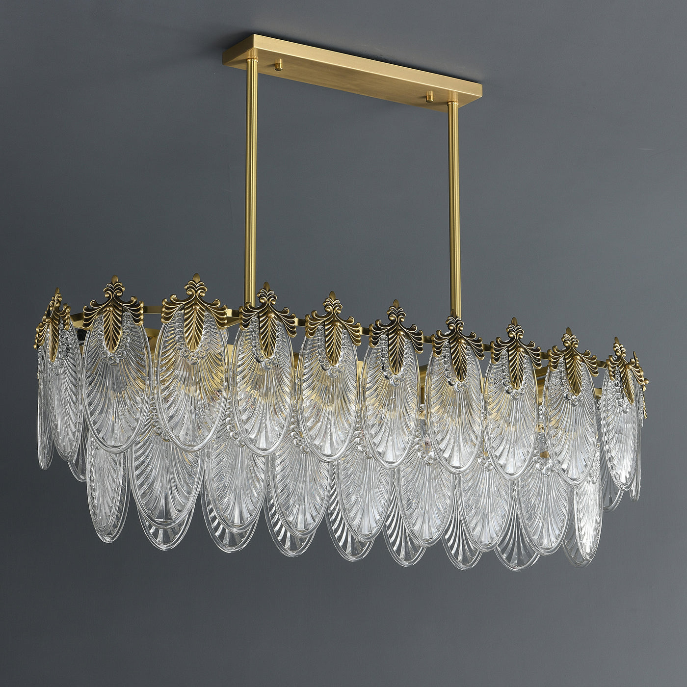 Golden leaves flake crystal brass chandelier