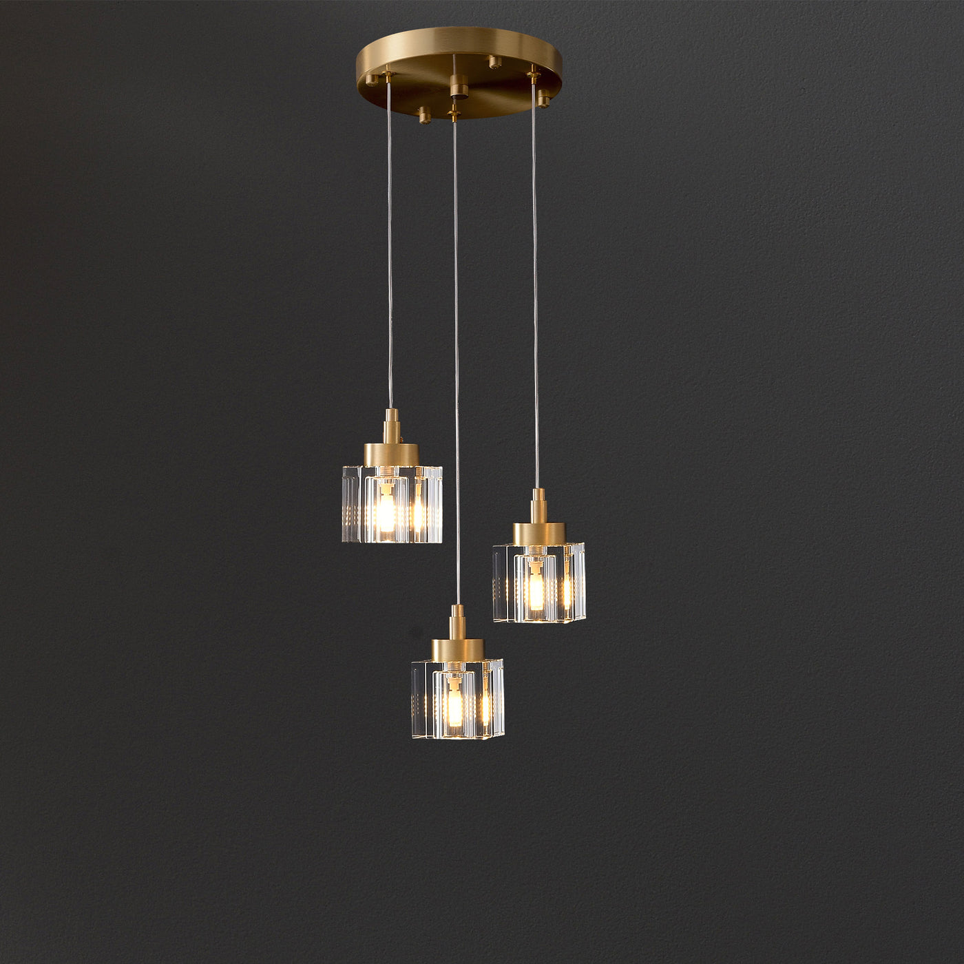3 Lights Cube Crystal Chandelier