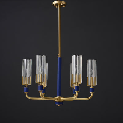 6 Lights Blue leather chandelier