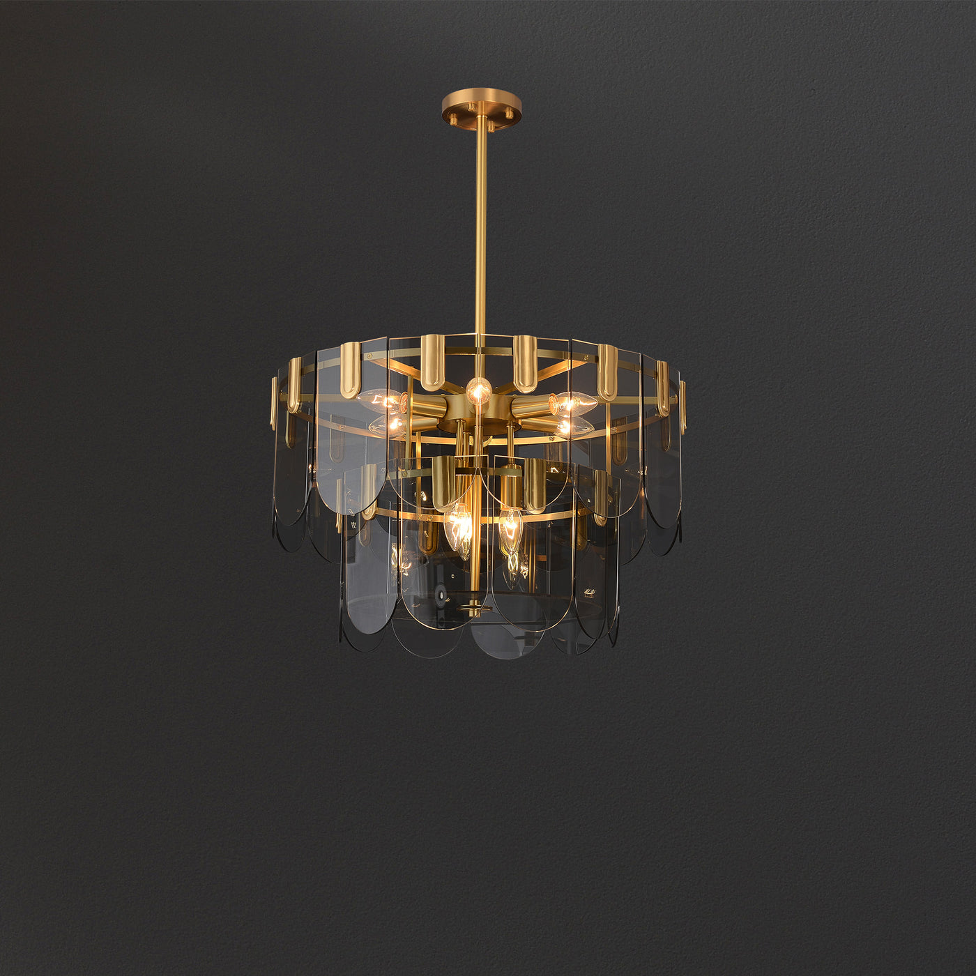 Black Brass Glass Chandelier