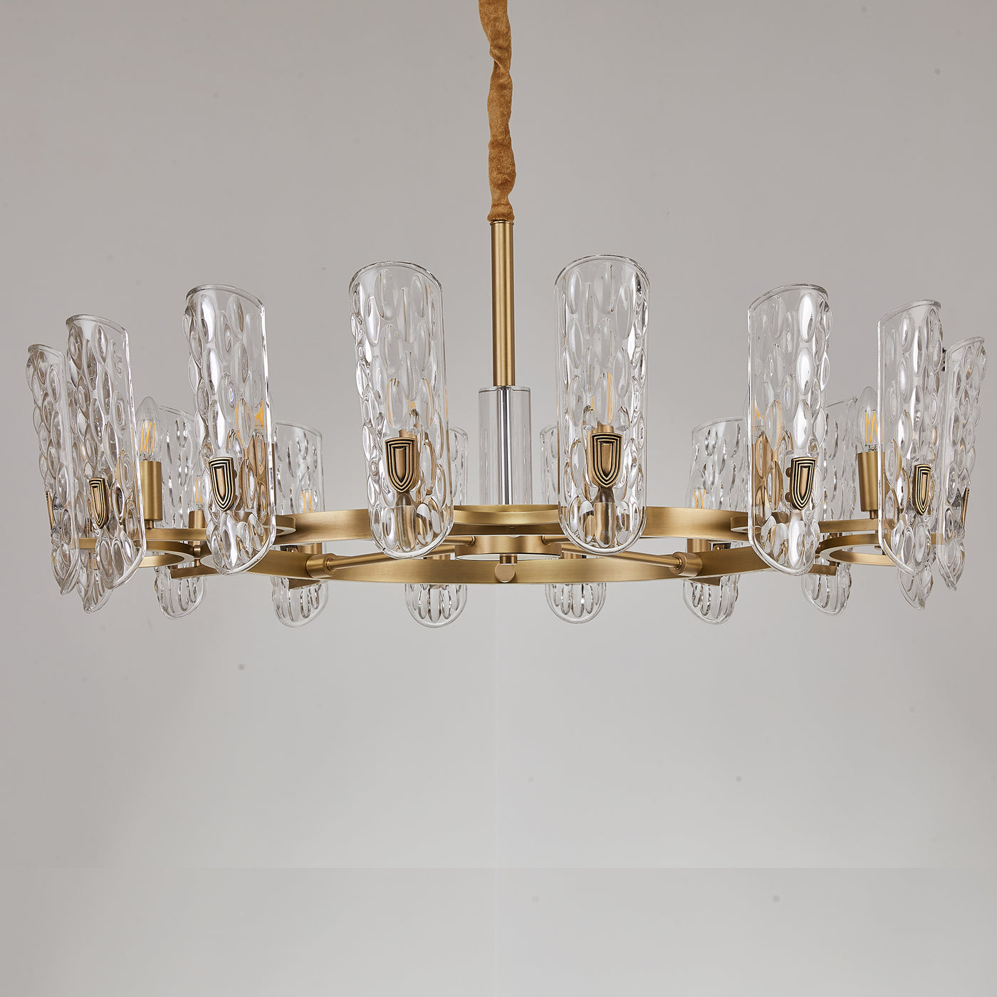Water pattern glass gold chandelier
