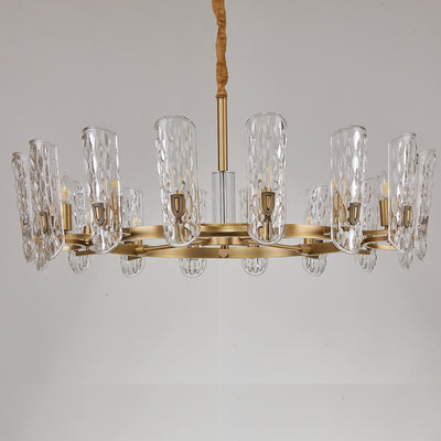 Water pattern glass gold chandelier