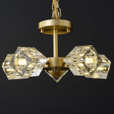 5-Lights Crystal Square Round Chandelier