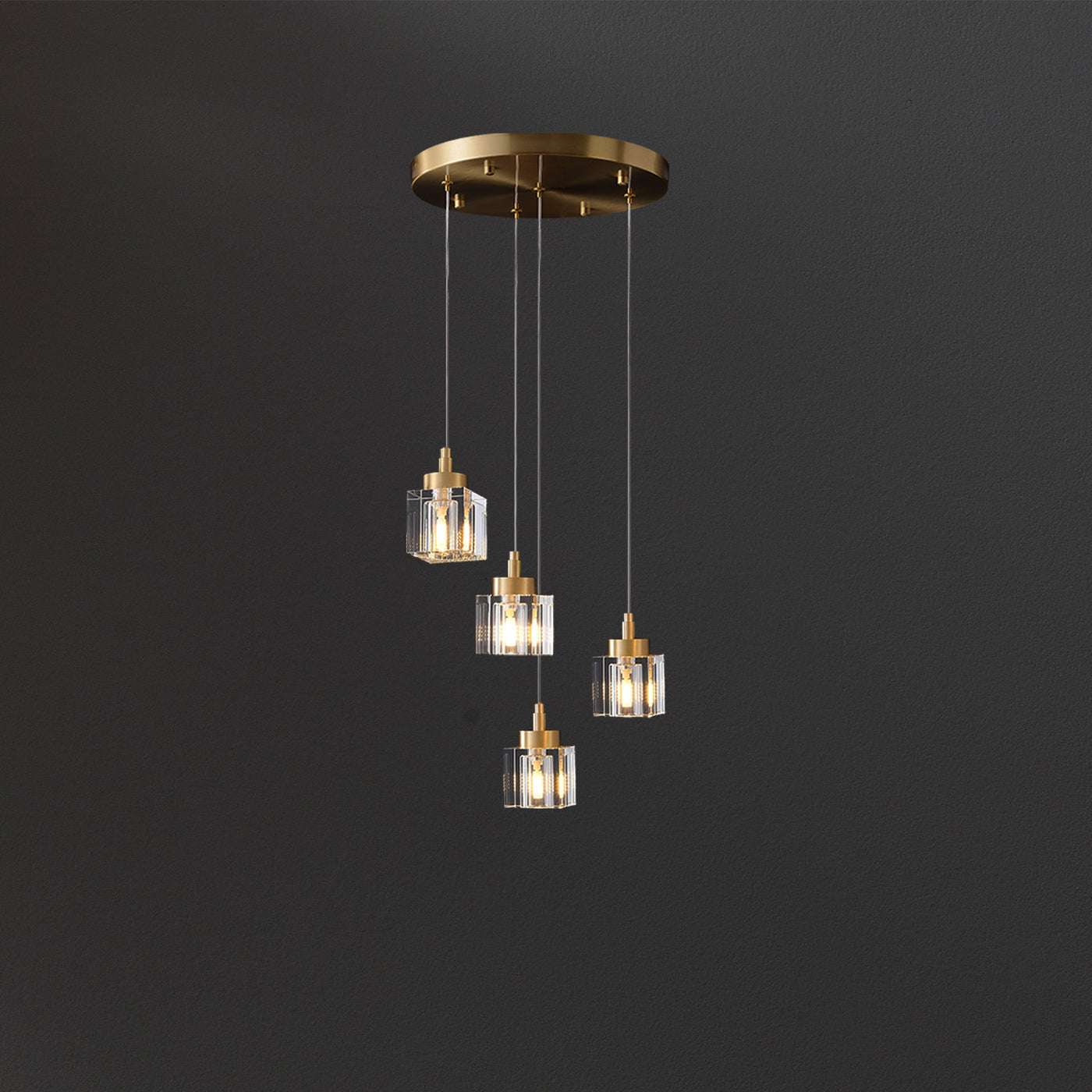 4 Lights Cube Crystal Chandelier