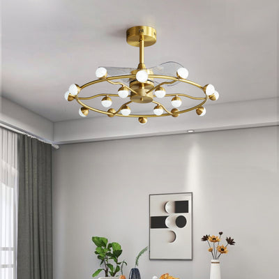 Multi Ball Round Brass Ceiling Fan