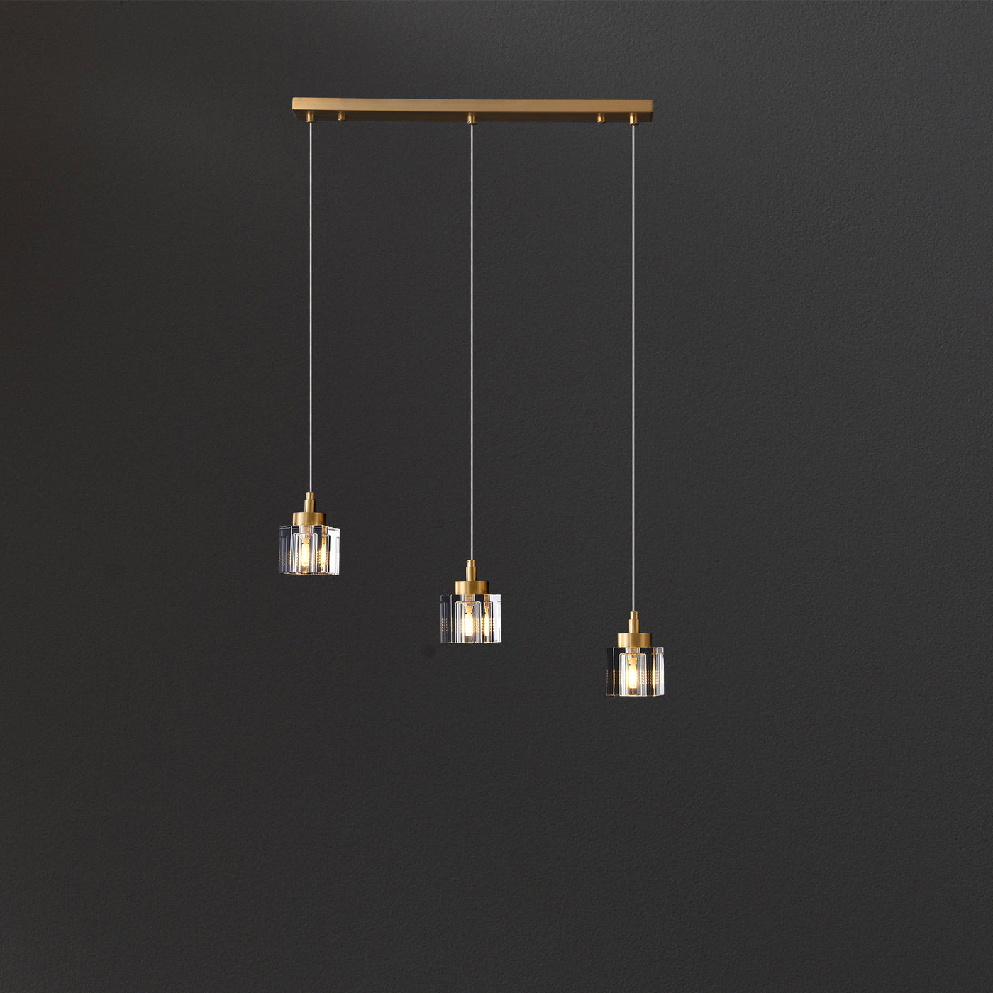 Line Cube Crystal Chandelier