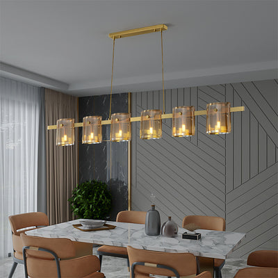 Modern Linear Smoke grey Rectangle chandelier L56"