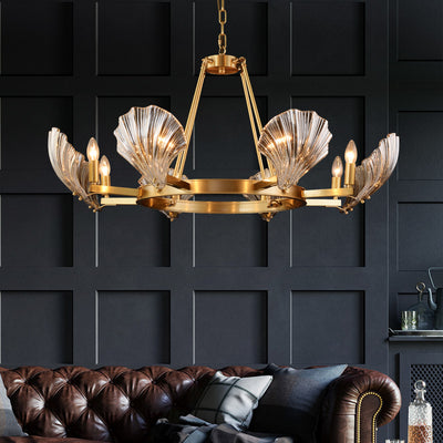 8 Lights Shell Mordern style Round crystal Glass Chandelier