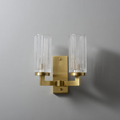 2-Lights Transparent Glass Wall Sconce