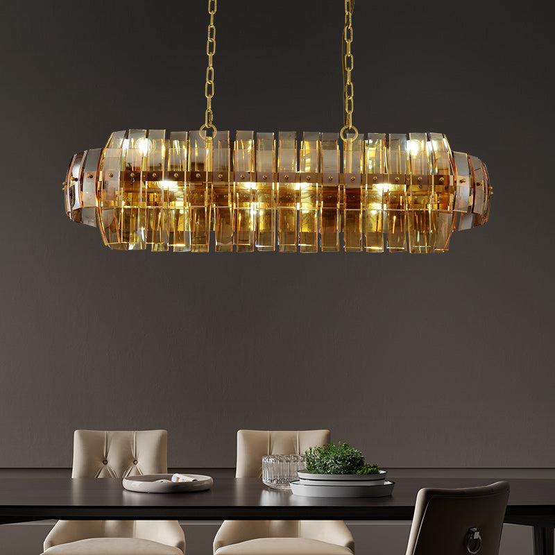 Rectangle Amber glass chandelier