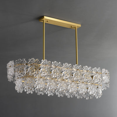 Postmodern luxury and full copper Snow glass rectangular chandelier