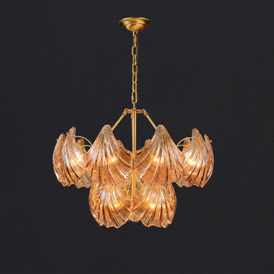 Amber Shell Two-layer Round Chandelier D24"
