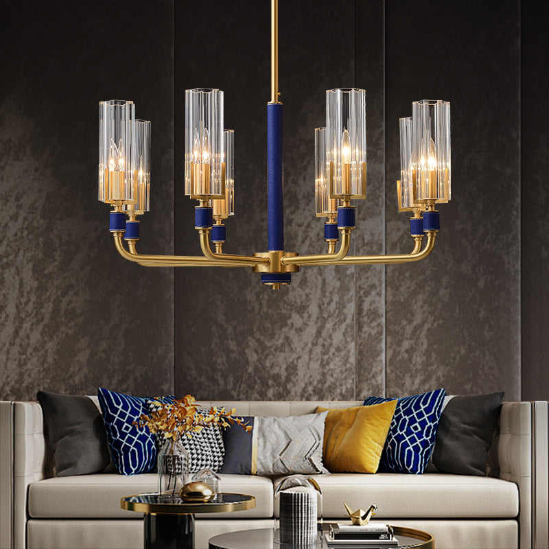 8 Lights Blue leather chandelier