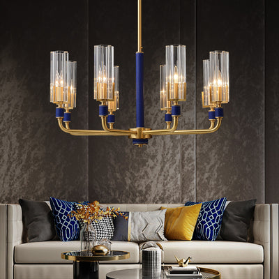 8 Lights Blue leather chandelier