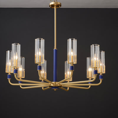 Crystal Grass Cup Round Blue leather chandelier
