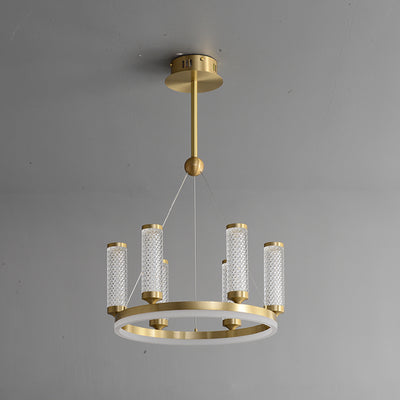 Creative long tube Golden Round Crystal Chandelier