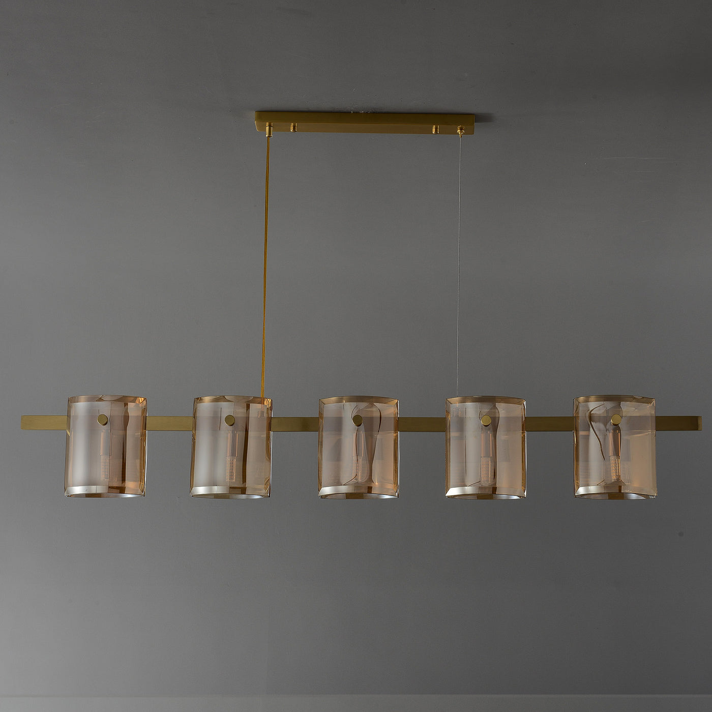 Modern Linear Smoke grey Rectangle chandelier L48"