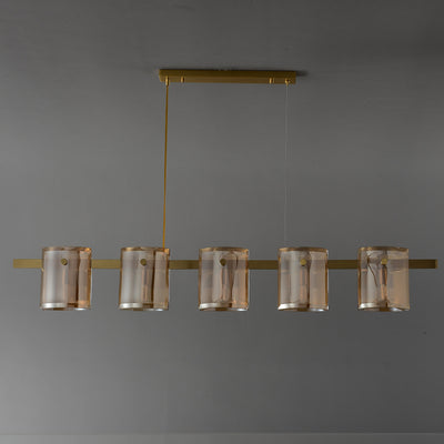 Modern Linear Smoke grey Rectangle chandelier L48"