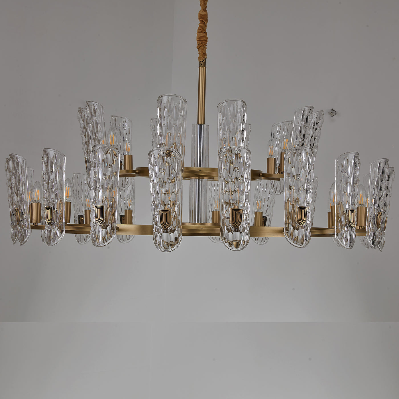 Water pattern glass double layer gold chandelier