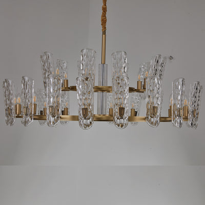 Water pattern glass double layer gold chandelier