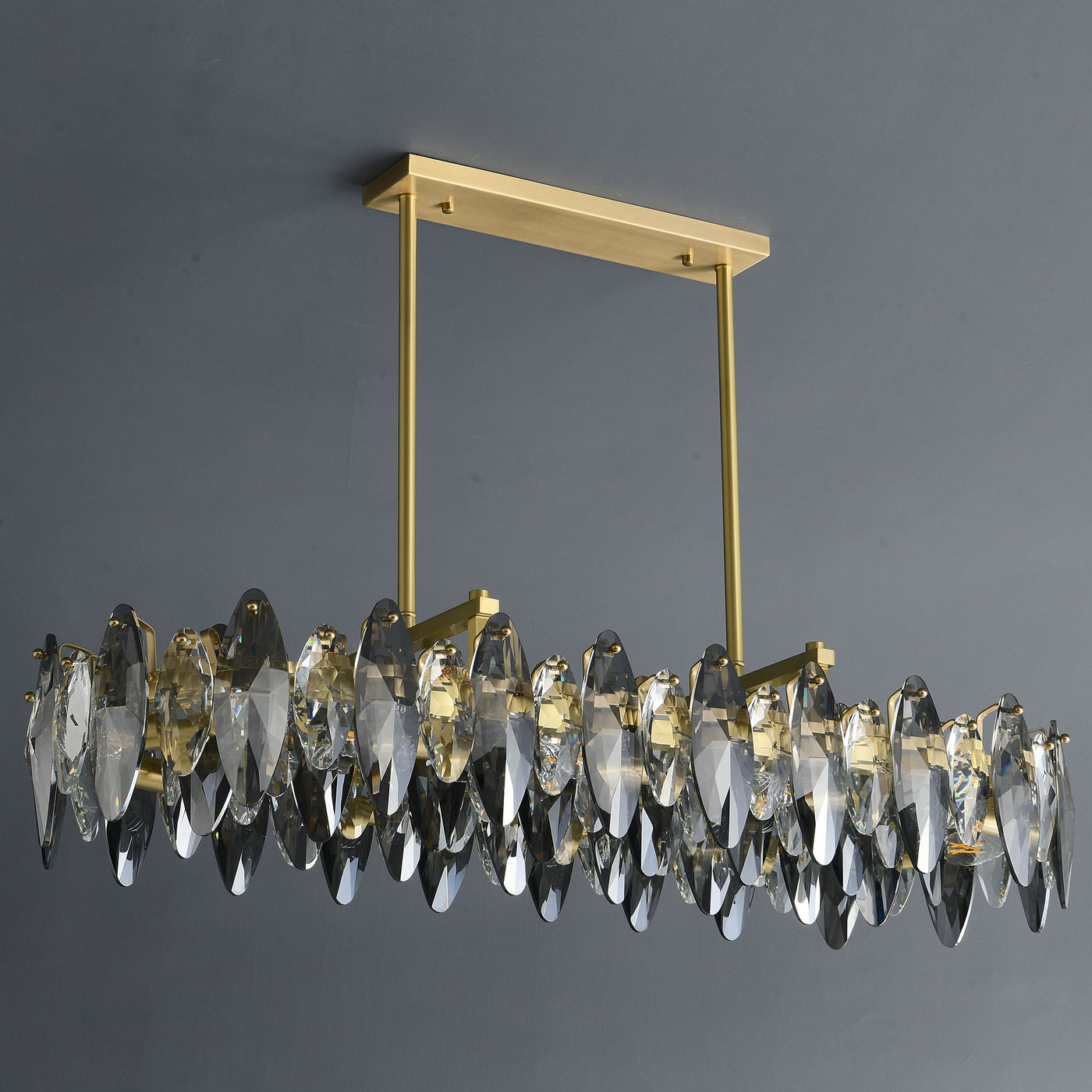 Industrial style crystal long chandelier