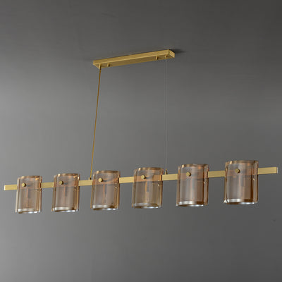 Modern Linear Smoke grey Rectangle chandelier L56"