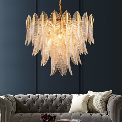 Transparent Leaves Glass Four-tier Chandelier