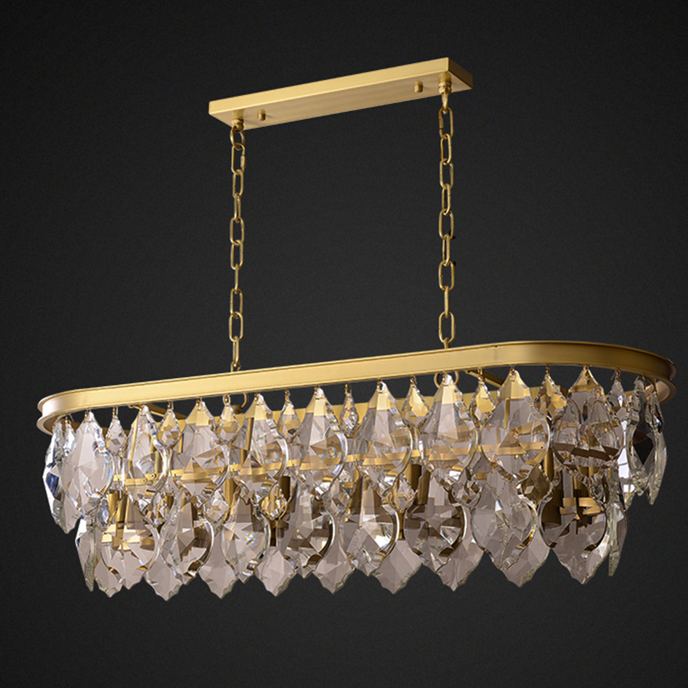 Luxury and full copper Crystal Fragment Line Chandelier