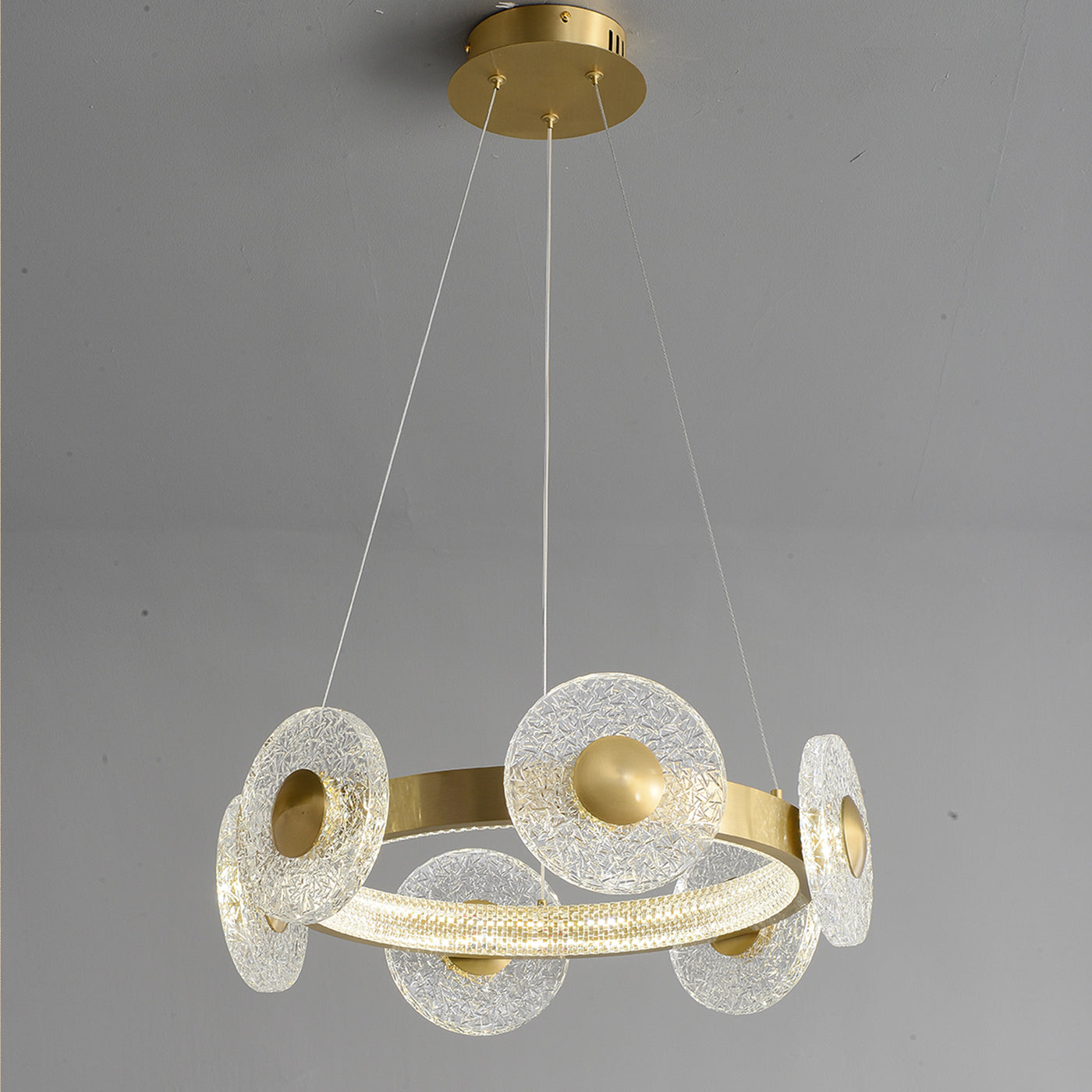 Creative simple disc brass chandelier