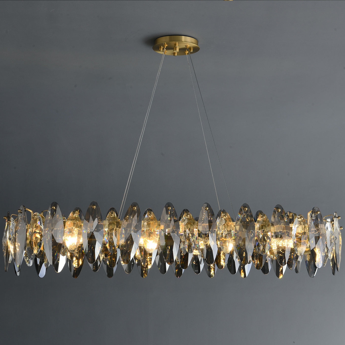 Industrial style crystal long chandelier