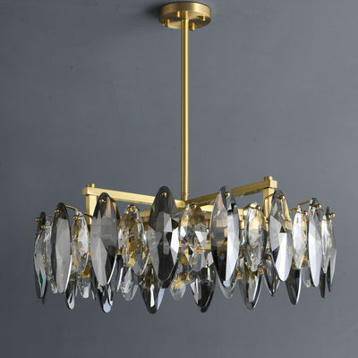 Industrial style crystal round chandelier
