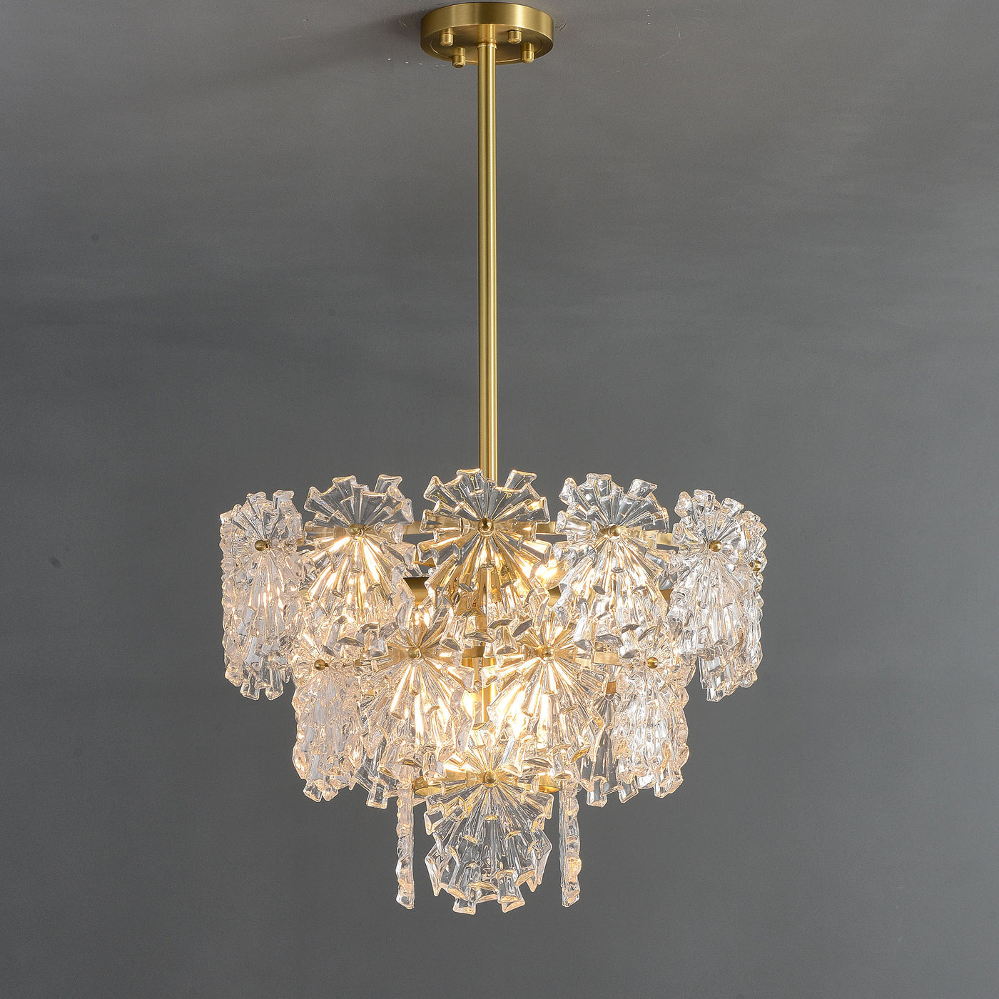 Postmodern luxury and full copper Snow glass chandelier