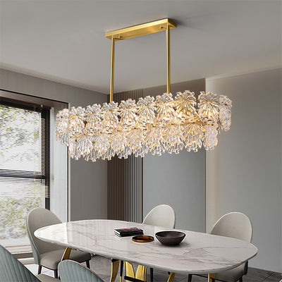 Postmodern luxury and full copper Snow glass rectangular chandelier