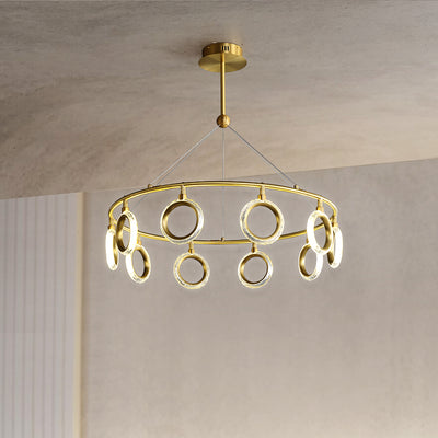 Creative brass ring chandelier