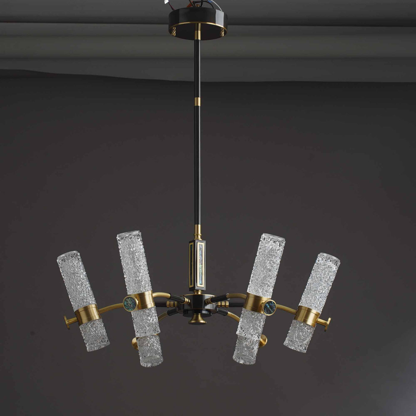 Fashion Modern black round full copper chandelier