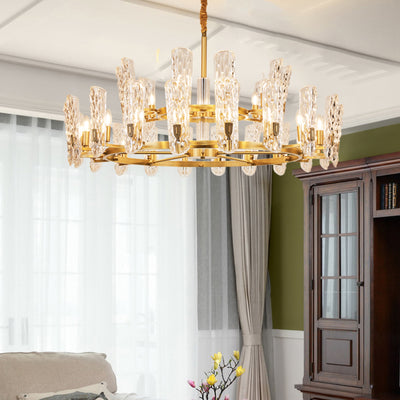 Water pattern glass double layer gold chandelier